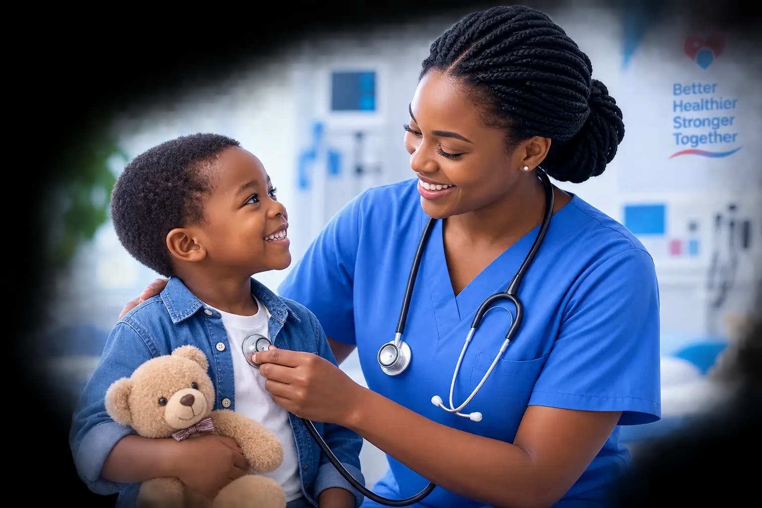 Healthcare worker with child