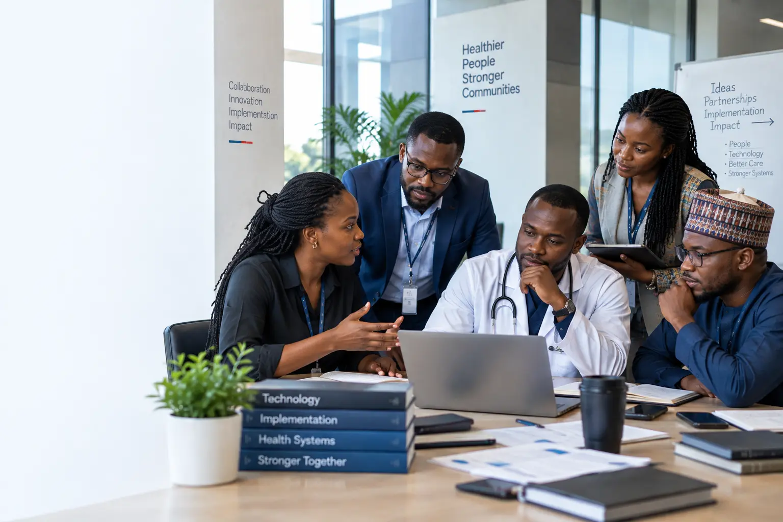 Healthcare professionals and partners collaborating in a real-world healthcare setting
