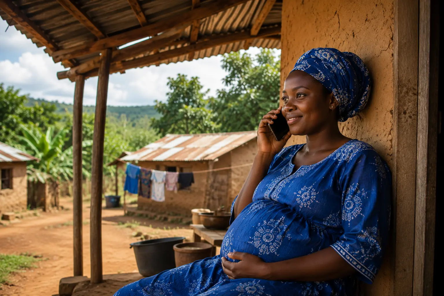 Mother connected to maternal healthcare support through Mama's Call